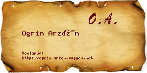 Ogrin Arzén névjegykártya